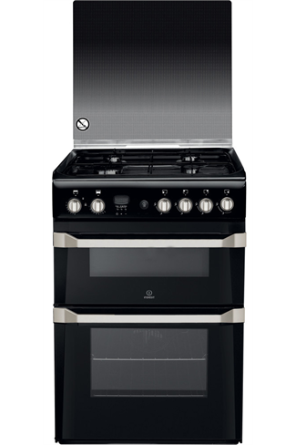 Indesit Advance ID60G2K 60cm Black Double Oven Gas Cooker