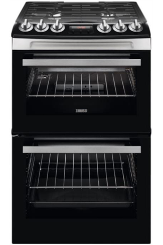 Zanussi ZCG43250XA 55cm Stainless Steel Double Oven Gas Cooker