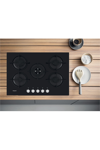 Hotpoint HGS72SBK 73cm Black Built-In Gas Hob