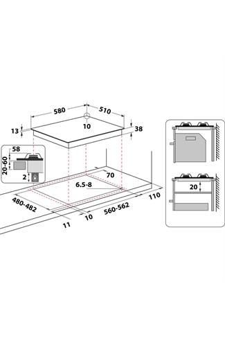 Hotpoint PPH60PFIXUK 59cm Stainless Steel Built-In Gas Hob