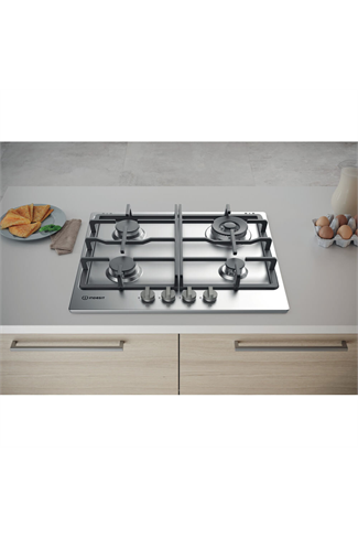 Indesit THP641W/IX/I 59cm Stainless Steel Built-In Gas Hob