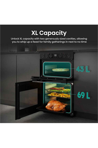  Hisense HDCEC5C10B Black 50cm Double Oven Electric Cooker with Ceramic Hob