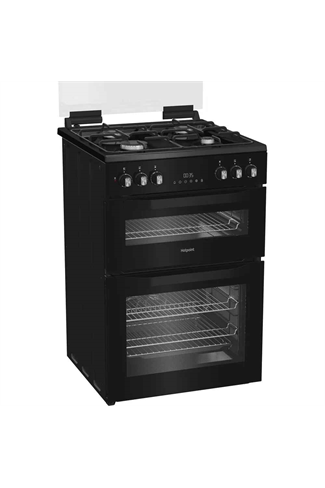 Hotpoint HDD6GDC2B1 60cm Freestanding Dual Fuel Double Cooker Black