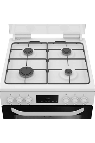 Hotpoint HDG6GDCW White 60cm Freestanding Gas Double Cooker with Glass Lid
