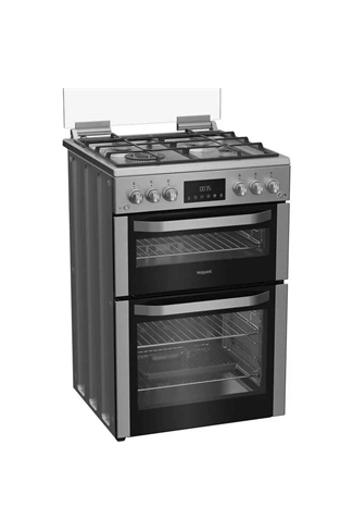 Hotpoint HDG6GDCWX Stainless Steel 60cm Freestanding Gas Double Cooker