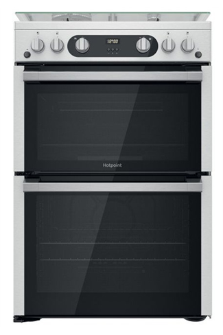 Hotpoint HDM67G0C2CX 60cm Stainless Steel Double Oven Gas Cooker