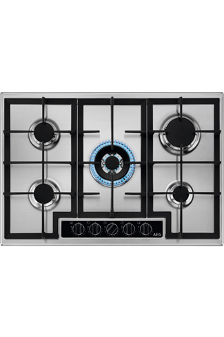 AEG HGB75420YM 75cm Slim Gas Hob, 5 energy efficient burners Including 1 Triple crown Burner, Step