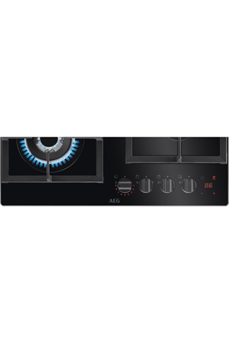 AEG HKB64450NB 60cm Flamelight, Gas on glass hob, StepPower controls, LED display with minute minde