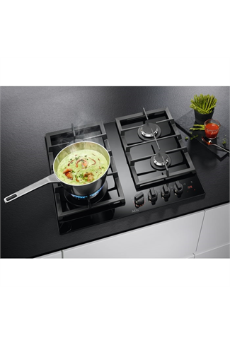 AEG HKB64450NB 60cm Flamelight, Gas on glass hob, StepPower controls, LED display with minute minde