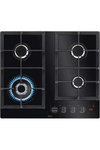 AEG HKB64450NB 60cm Flamelight, Gas on glass hob, StepPower controls, LED display with minute minde