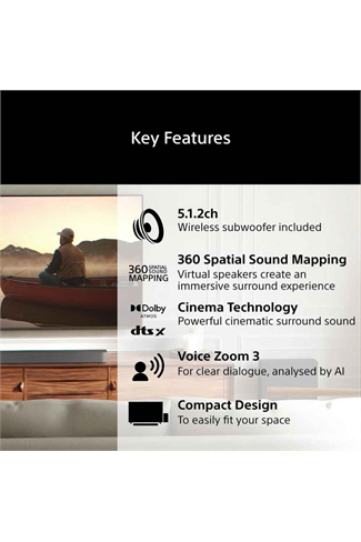 Sony HTA7100KIT.CEK BRAVIA Theatre Bar 7 + S 5.1.2ch Dolby Atmos Soundbar with SASW7 100W Subwoofer