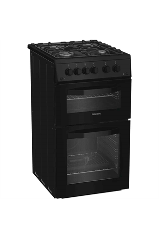 Hotpoint HTG5GCB Black 50cm Freestanding Gas Twin Cavity Cooker