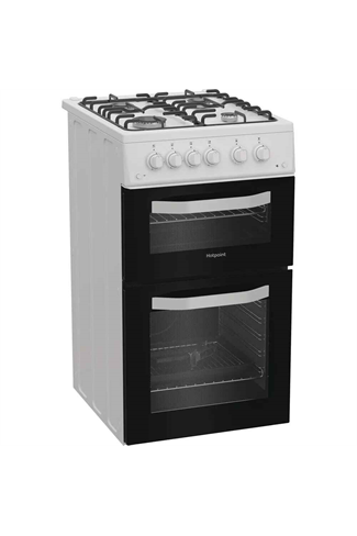 Hotpoint HTG5GCW White 50cm Freestanding Gas Twin Cavity Cooker