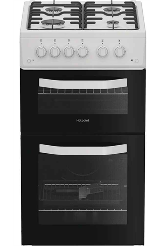 Hotpoint HTG5GCW White 50cm Freestanding Gas Twin Cavity Cooker