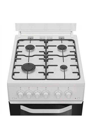 Hotpoint HTG5GCWL White 50cm Freestanding Gas Twin Cavity Cooker with Glass Lid