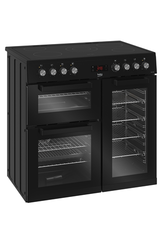 Beko KDVC90K Black 90cm Double Oven Electric Range Cooker with 5 Zone Ceramic Hob