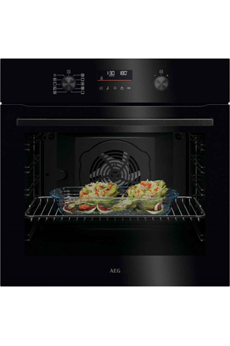AEG OU5PB40XK Black 59.6cm Built In Pyrolytic Single Oven SteamBake