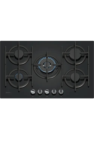 NEFF T27PIQ4S0 N70 75cm 5 Burner Gas-on-Glass Hob Wok Burner Black