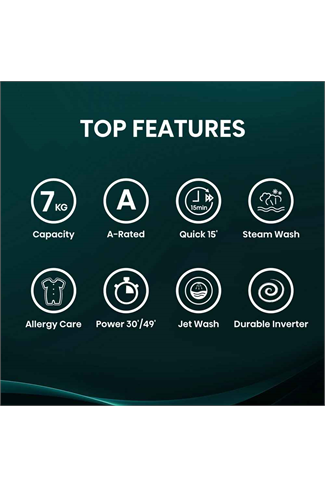 Hisense WF1Q7021BW White 7kg 1200 Spin Steam Washing Machine A Rated