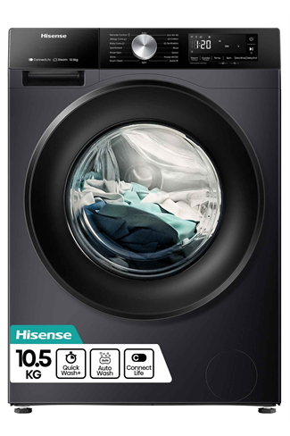 Hisense WF3S1043BB3 10.5kg 1400 Spin Steam Washing Machine Black