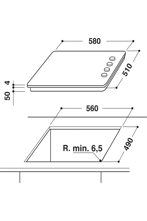 Hotpoint HR619CH 58cm Black BuiltIn Ceramic Hob Kitchen Economy