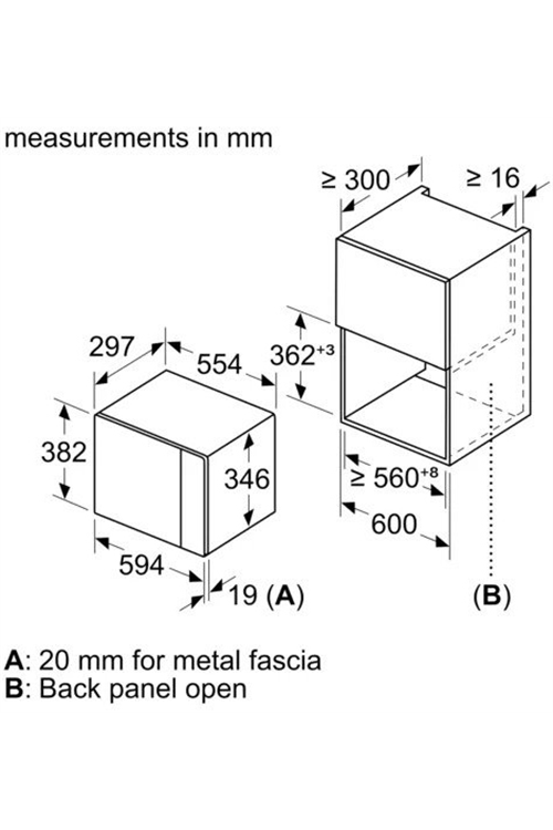 Bosch BFL523MB0B BuiltIn 800W 20L Microwave Kitchen Economy