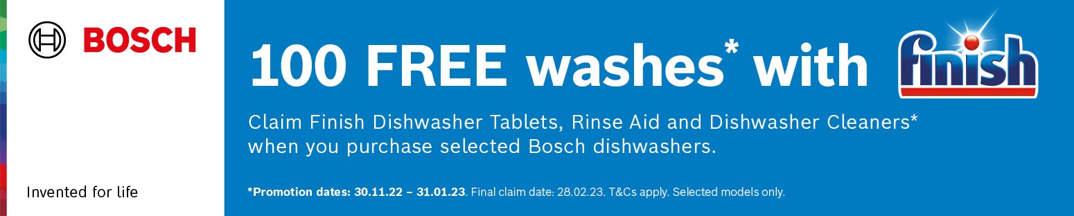 Bosch 100 FREE Finish Dishwasher Tablets