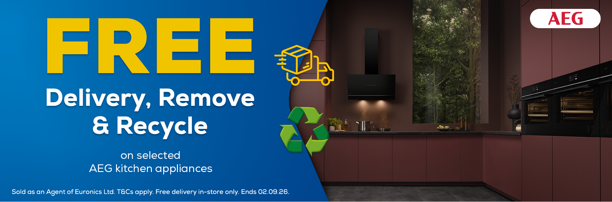 Free Delivery, Remove & Recycle on Selected AEG Appliances