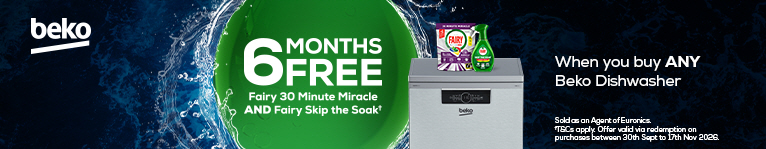 Get 6 Months Free Fairy with Beko Dishwashers