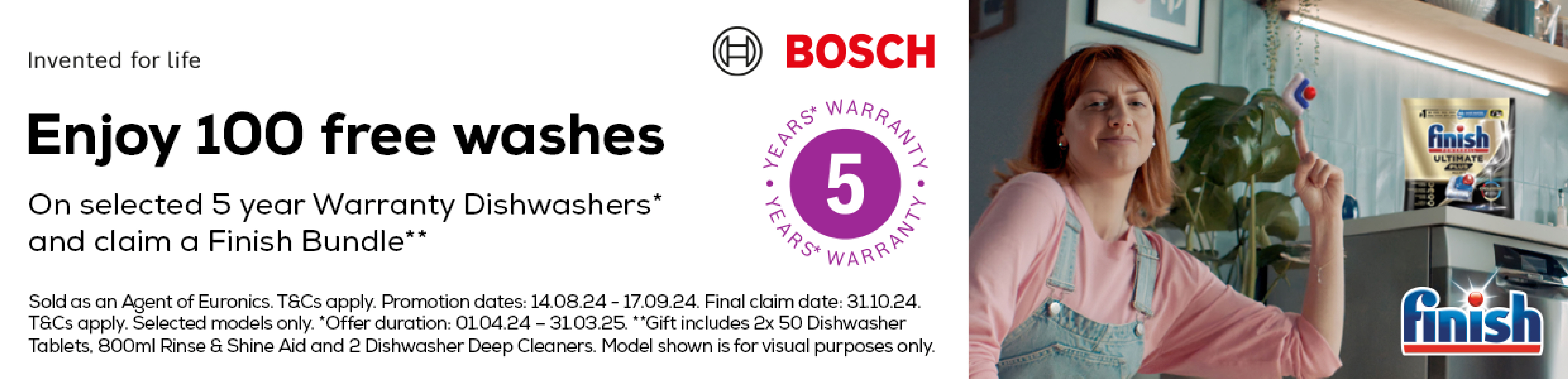 Bosch 100 FREE Finish Dishwasher Tablets