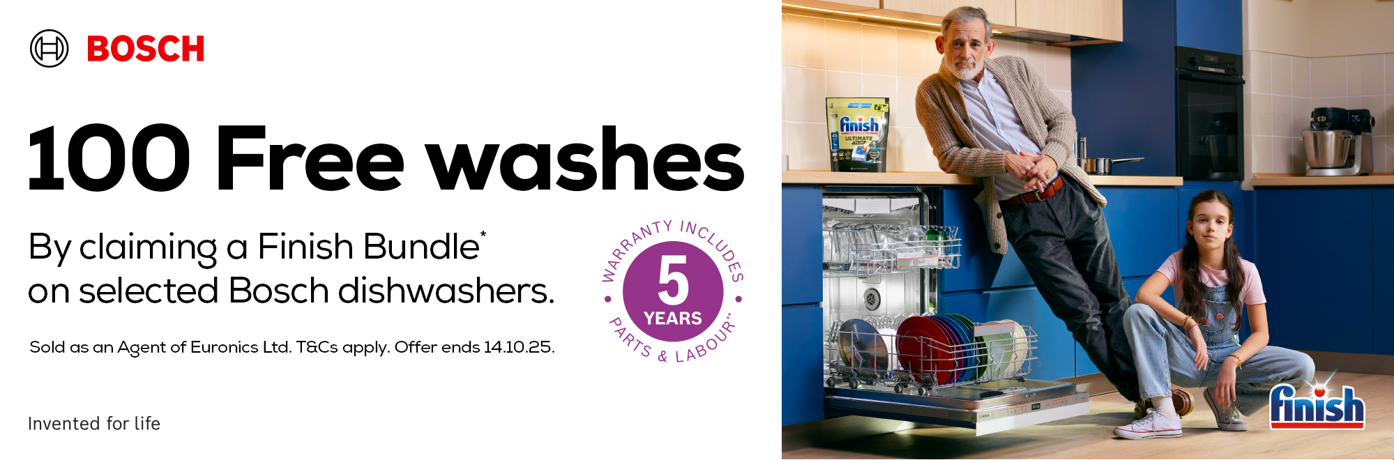 Bosch 100 FREE Finish Dishwasher Tablets